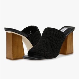 Steve Madden Sandals Realize Black Crochet Heels Size 7